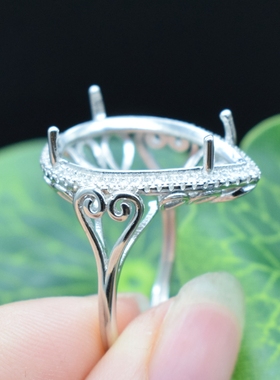 diy韩版水滴形纯银镀18k白金女戒