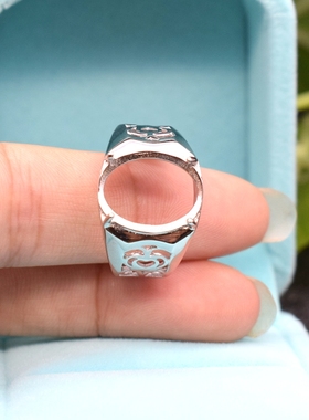 diy镀18k镶嵌宝石纯银戒指空托