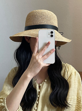 玛诗杜MUSTKOO 夏季海边出游度假防晒 拉菲草 盆帽 女款MH-7033