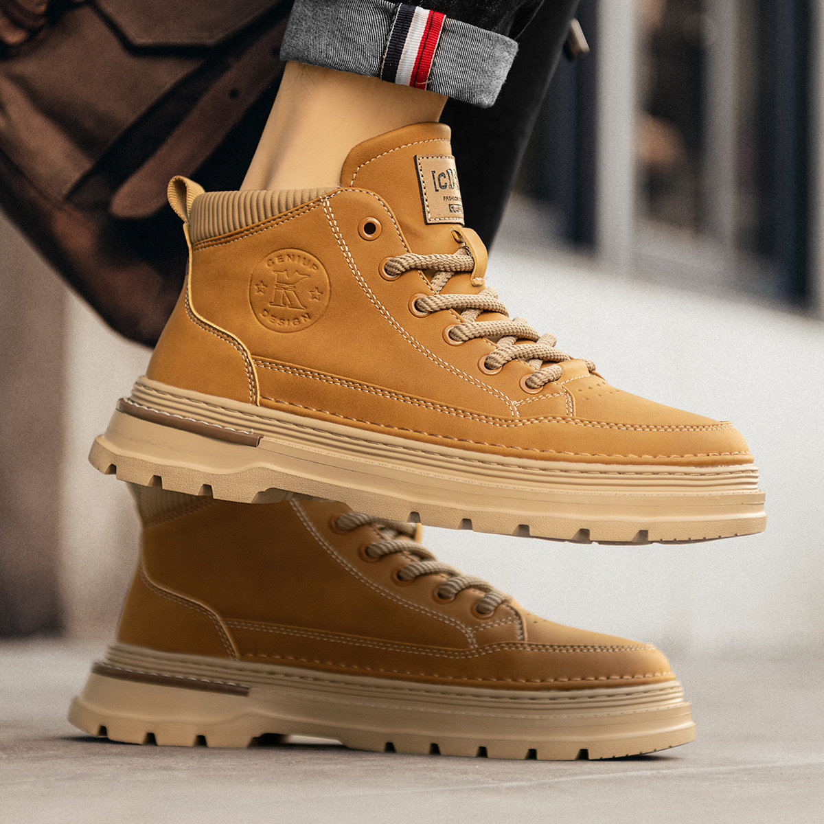 特大码男鞋冬季加绒中帮男士工装45马丁靴46大号47复古49男靴子48,淘宝优惠券,粉丝福利购,淘宝优惠卷