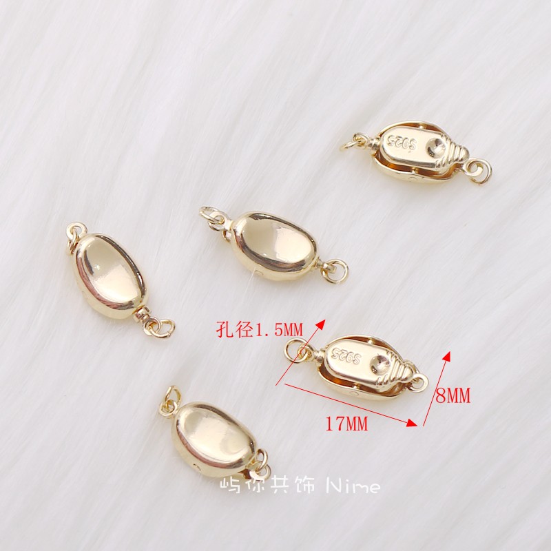 小号14K包金保色元宝插扣手工diy珍珠项链手链收尾双夹扣 - 图3