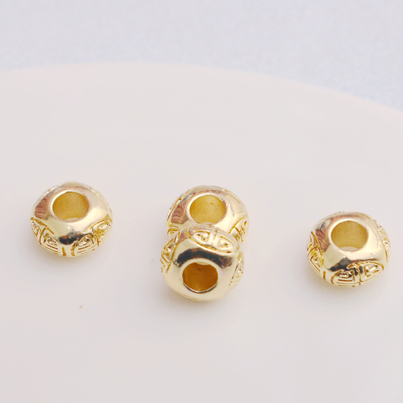 18K14K哑金保色镂空花纹圆球散珠DIY手链项链配珠隔珠串珠古法金,淘宝优惠券,粉丝福利购,淘宝优惠卷