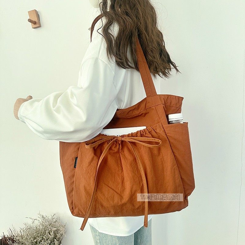 原创蝴蝶结托特包女轻便布包时尚百搭通勤单肩布袋大容量学生上课,淘宝优惠券,粉丝福利购,淘宝优惠卷