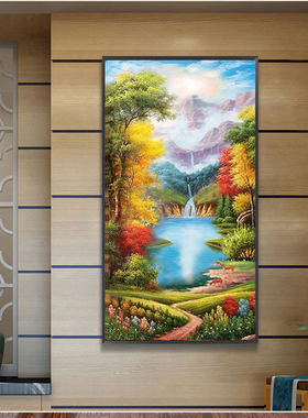 手绘油画欧式风景客厅玄关山水