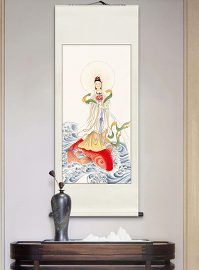 纯手绘工笔观音画像家用