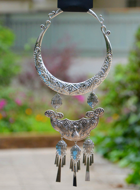 云南民族风特色少数民族藏银景颇族苗族银饰项圈复古舞蹈配饰演出