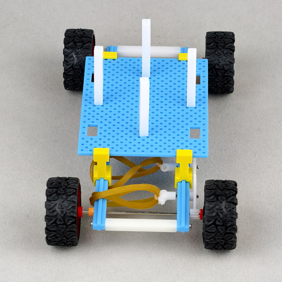 载物橡皮筋动力小车科学比赛无动力小车儿童科技节作品DIY模型 - 图3