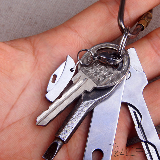 迷你！很小比想象小！不锈钢小折dao钥匙扣dao随身开拆包裹挂件