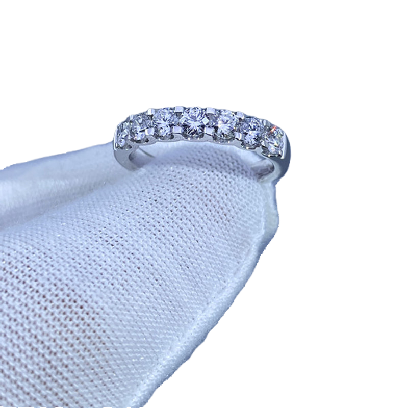 18K白金排戒钻戒女人造钻石合成培育钻石戒指10分7颗钻戒叠戴定制-图3