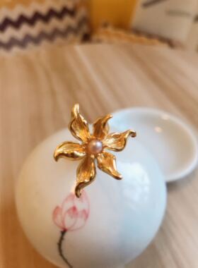 手作纯银镀金汉服配饰发簪