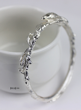 听白原创设计纯银释愧鸟手镯表白