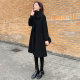 Black women's mid-length double-sided cashmere coat with lapel
