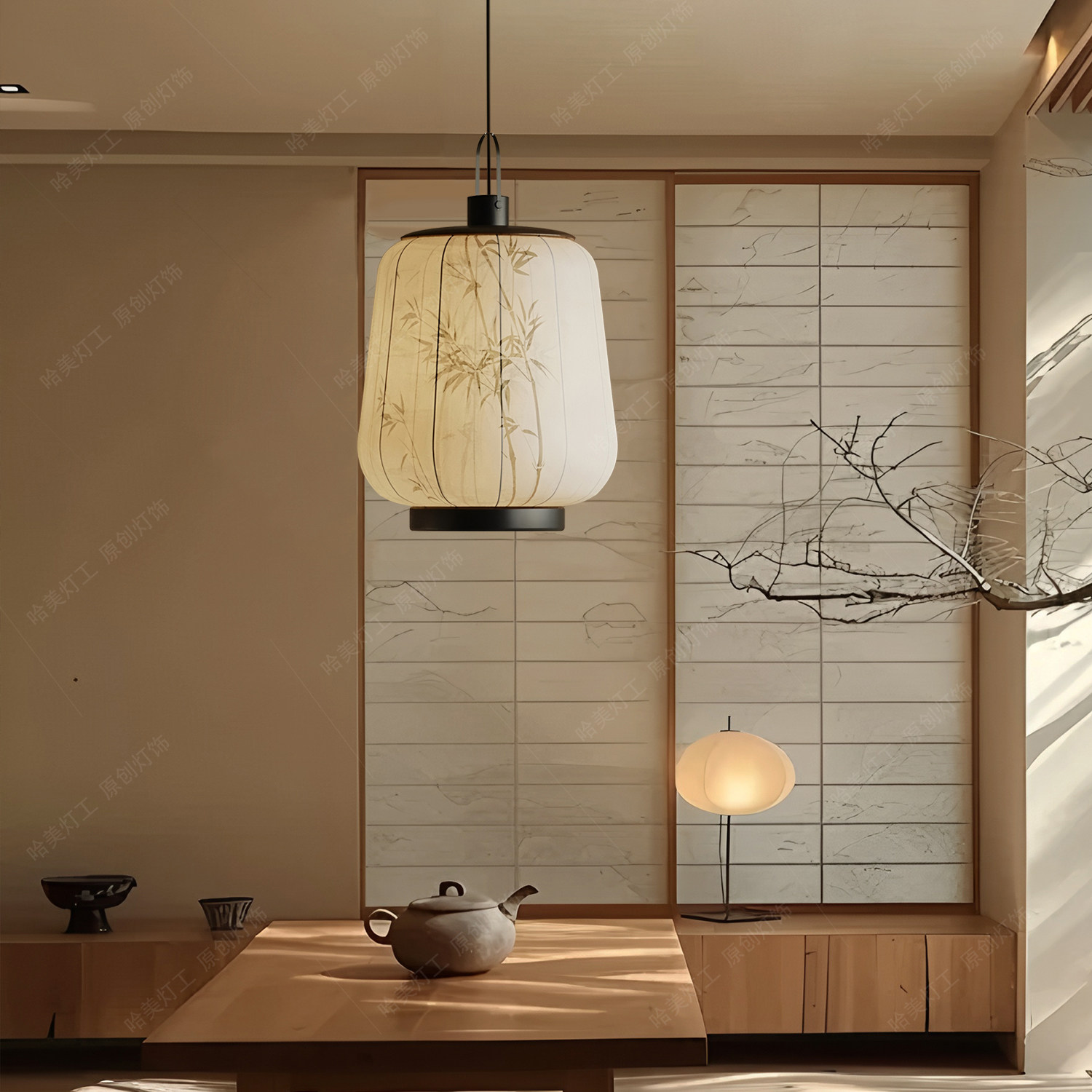 宋氏美学吊灯中国风新中式布艺禅意茶室民宿酒馆装饰仿古圆形灯笼,淘宝优惠券,粉丝福利购,淘宝优惠卷