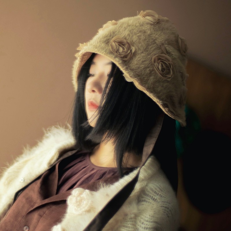 MING 黑桃皇后 l 原创花朵复古毛绒秋冬波奈特帽防风绳盆帽侍女帽,淘宝优惠券,粉丝福利购,淘宝优惠卷