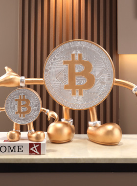 现代艺术比特币造型摆件开业乔迁