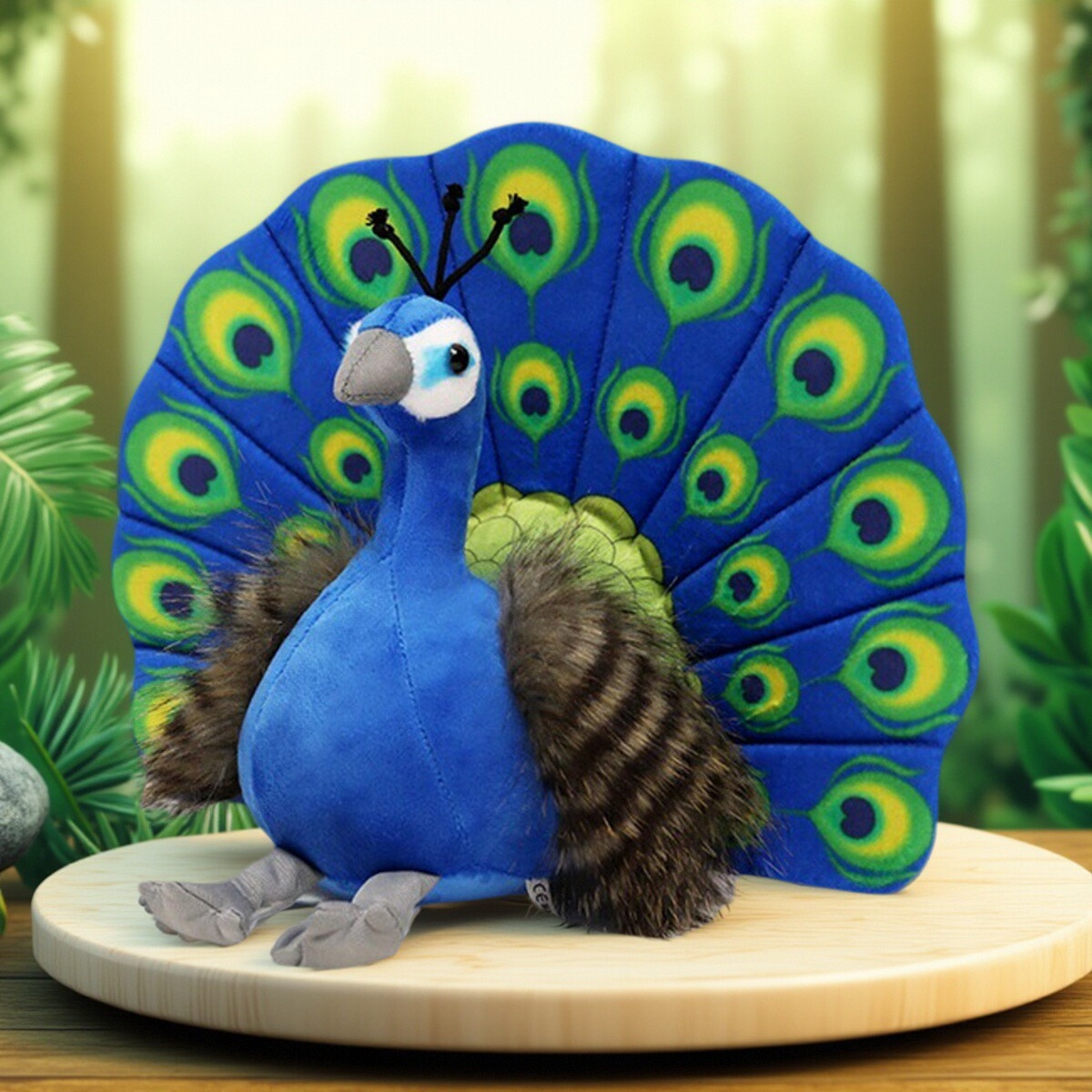 2024新款动物园毛绒玩具孔雀玩偶纪念品儿童书桌动物摆件小号娃娃 - 图3