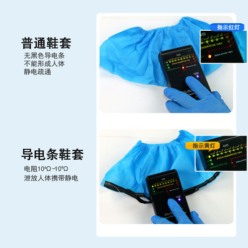 防静电鞋套一次性无纺布导电条鞋套加厚防滑无尘车间脚套100只装 - 图0