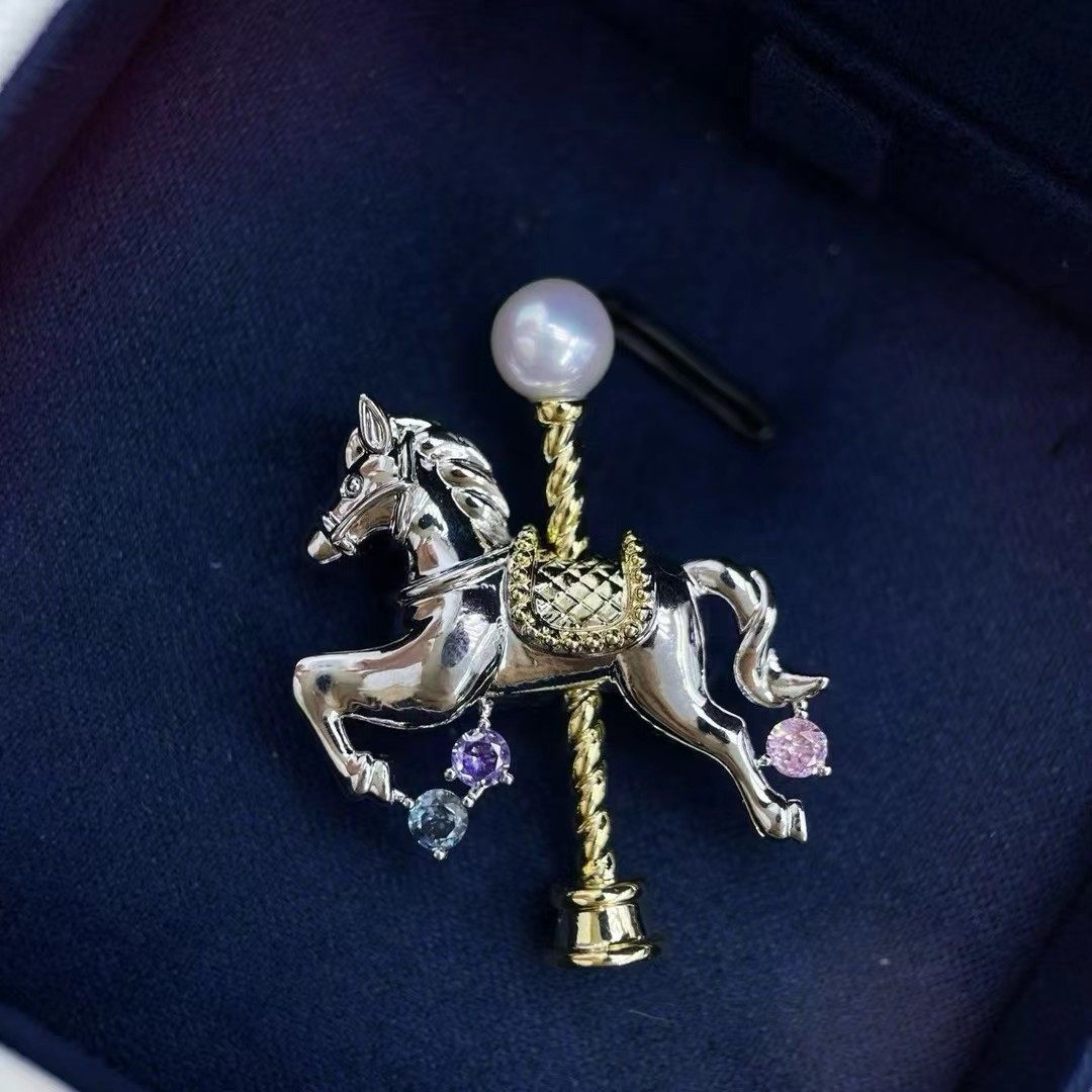 新年M家同款旋转木马合金配件diy配饰胸针配件可配5-6-7mm珍珠,淘宝优惠券,粉丝福利购,淘宝优惠卷