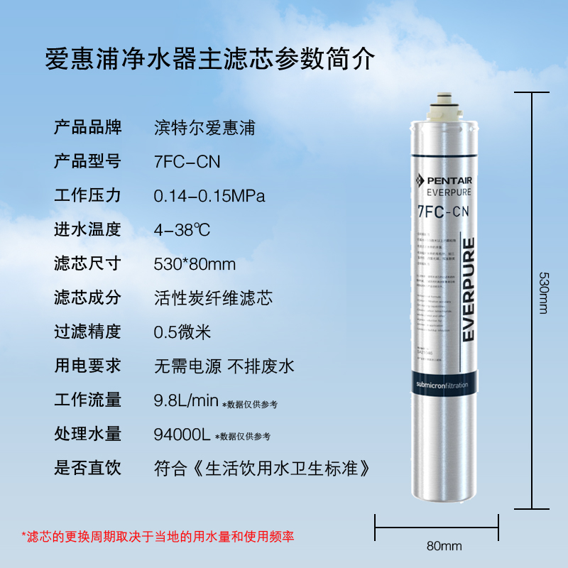 爱惠浦7fc/7FC-S滤芯家用商用大流量净水器活性炭过滤EV9692-61 - 图1