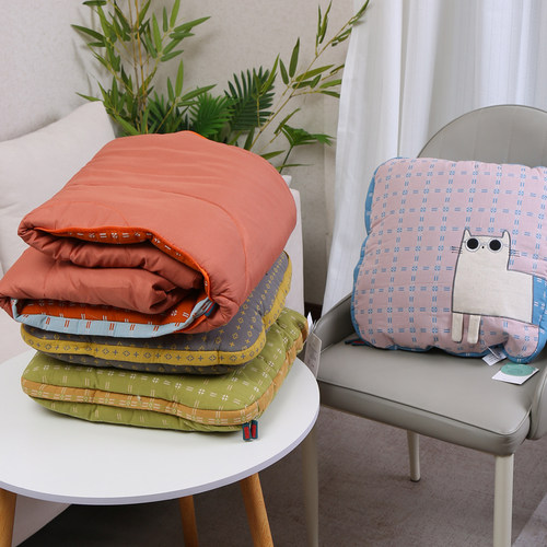 办公室午睡空调被二合一全棉折叠靠枕抱枕被子两用纯棉汽车靠背垫 - 图2