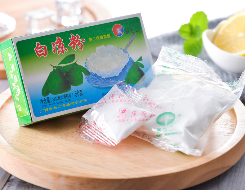 徐七二白凉粉黑凉粉500g*25袋冰粉布丁甜品原料魔芋粉烧仙草商用 - 图1