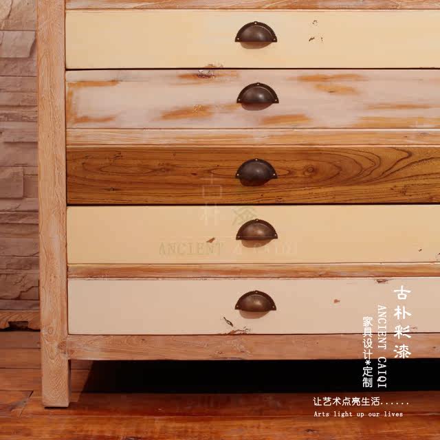 Retro Distressed Storage Box Three Drawer Cabinet Solid Wood Drawer Storage Cabinet Simple Storage Cabinet Drawer