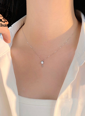 皇家莎莎925银好运锦鲤项链女精致仿水晶气质款吊坠高级感锁骨链