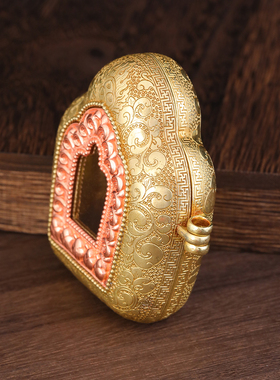 亚青新款铜嘎乌盒吊坠挂件可装藏随身携带藏式密宗黄铜红铜银色