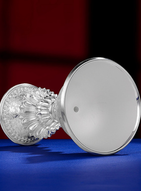 酥油灯灯座S990纯银手工八吉祥烛台摆件佛前长明灯佛供灯酥油灯座