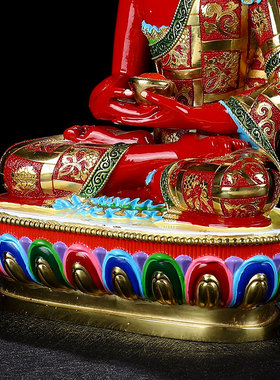 密宗黄铜居家供奉彩绘阿弥陀佛像