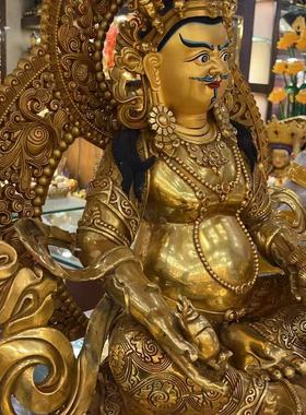 黄财神佛像摆件黄铜密宗藏传