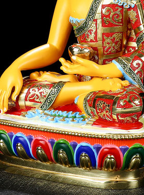 释迦牟尼佛西藏黄铜手工彩绘摆件