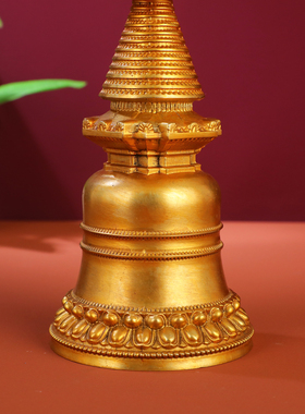 藏式鎏金噶当塔雕花菩提塔