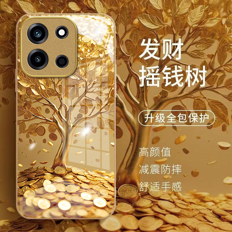 适用一加Turbo6手机壳新款创意奢华潮流发财树OnePlusTurbo6V钢化玻璃保护套全包边防摔外壳网红男女,淘宝优惠券,粉丝福利购,淘宝优惠卷