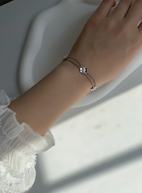 可佩戴洗澡S925纯银双层珍珠手链