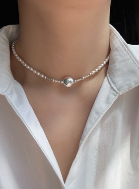 天然淡水珍珠纯银锁骨链小众设计