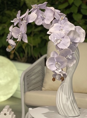 欧式仿真花 中式油画淡紫色蝴蝶兰花 家居客厅样板房装饰花假花