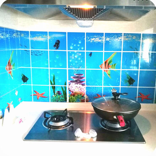 Wasserdichter, ölbeständiger Aufkleber für die Küche, hochtemperaturbeständiger Wandaufkleber für Küchenherd, Fliesen, Ölrauch, Aluminiumfolie