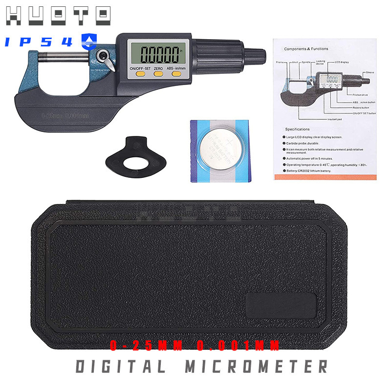 HUOTO电子微米千分尺壁厚千分尺数显千分尺0-25mm0.001MM - 图0