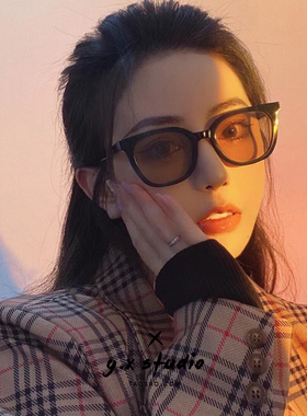 韩国潮牌墨镜ins茶色女眼睛开车