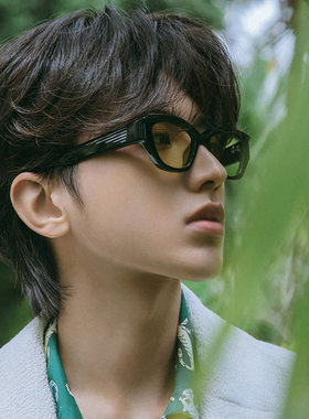 王鹤棣线条不规则猫眼太阳镜