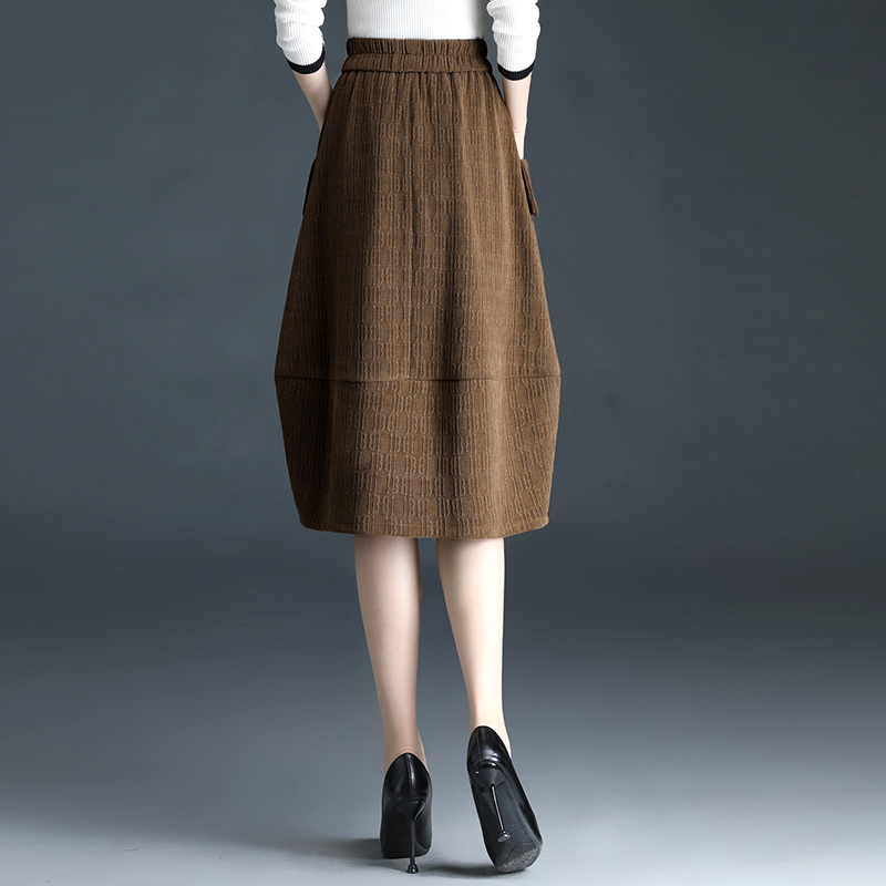 花苞裙半身裙秋冬2021黑色驼色裙子 懿人薇子半身裙