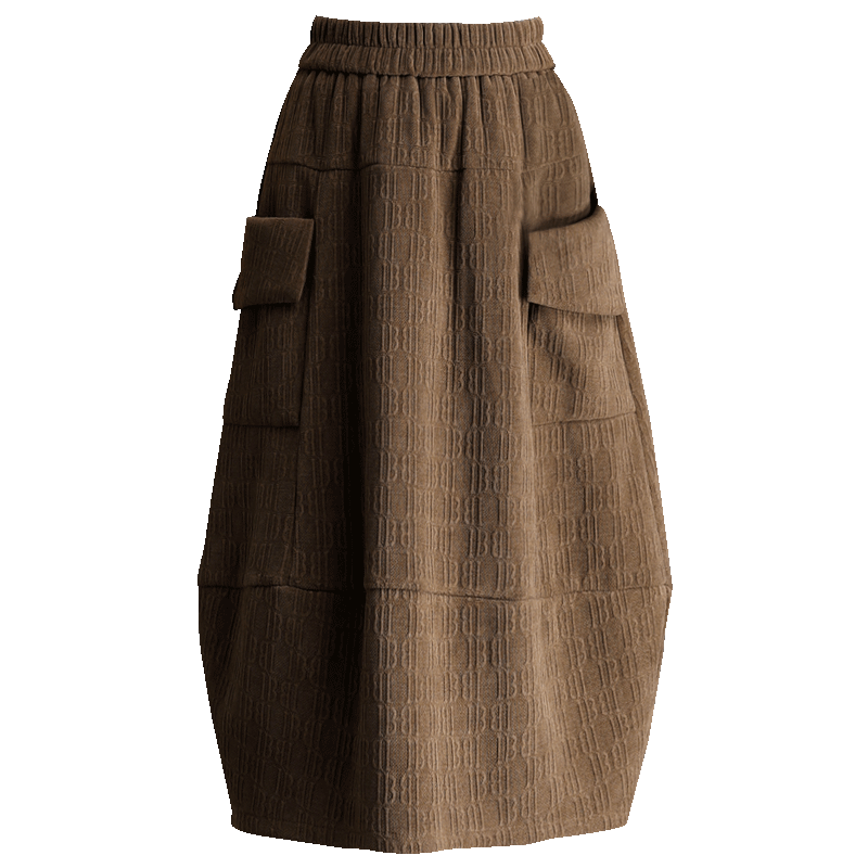 花苞裙半身裙秋冬2021黑色驼色裙子 懿人薇子半身裙