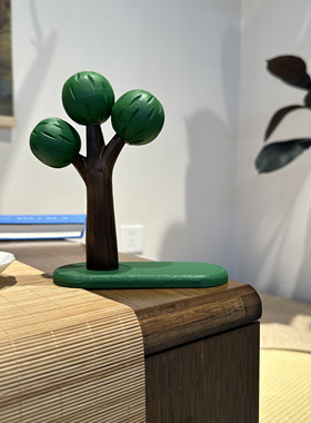 夏日荫凉木雕树小摆件可爱办公室家居书房桌面摆放解压装饰品