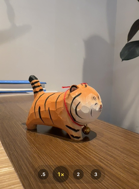 生肖老虎木雕手工电脑桌面摆件治愈生日礼物男友520情人节礼物