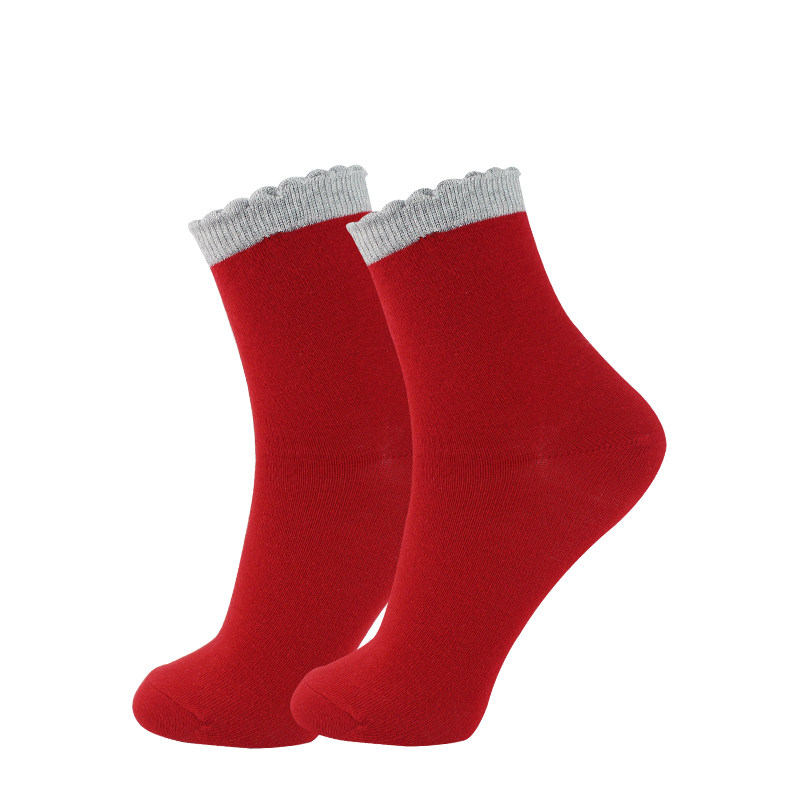 md大红色喜庆休闲情侣款本命年棉袜 md短袜/打底袜/丝袜/美腿袜