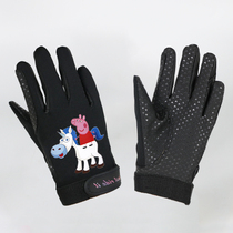 Childrens equestrian gloves cartoon abrasion resistant anti-slip particles riding gloves Knights equipped with male and female children All season breathable