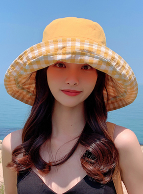 渔夫帽女日系防晒遮阳帽韩国chic小清新软妹春夏韩版百搭大檐盆帽