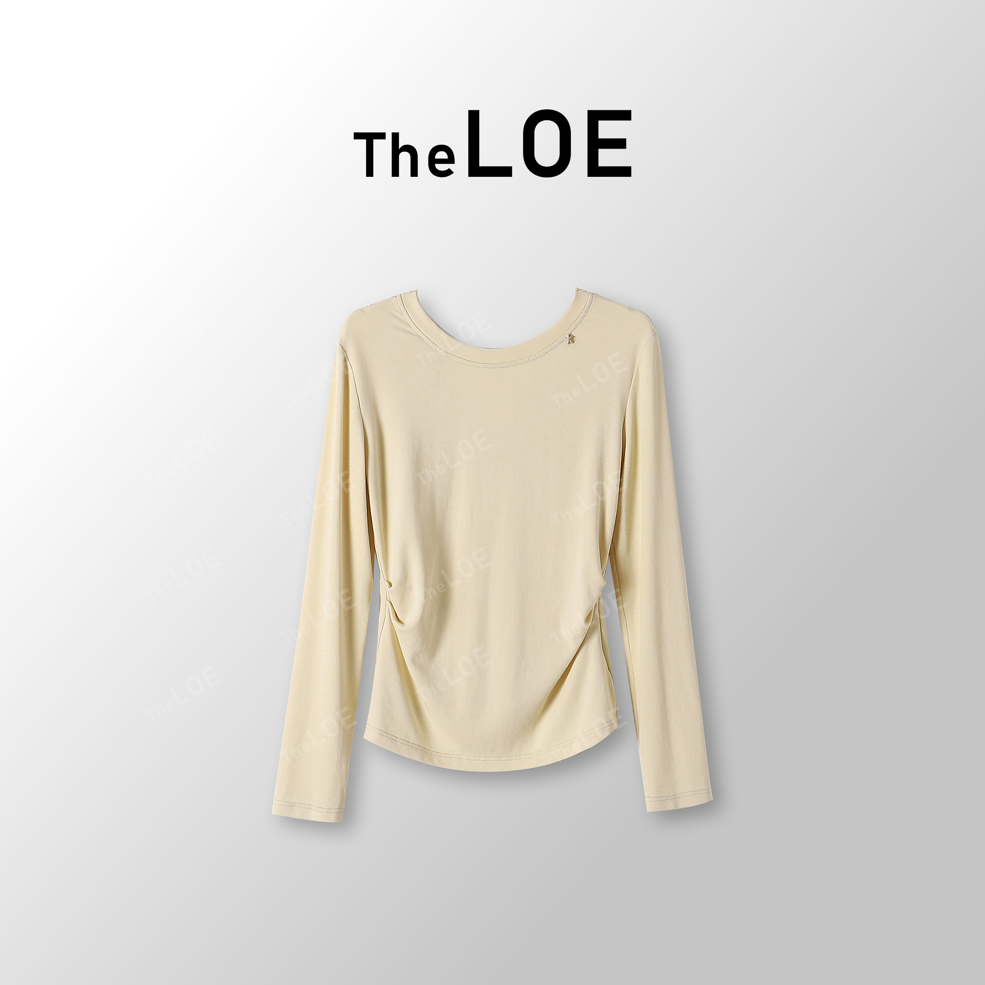 TheLOE/【多巴胺黄蕾丝】背后气质蕾丝拼接上衣女百搭长袖T#G3786