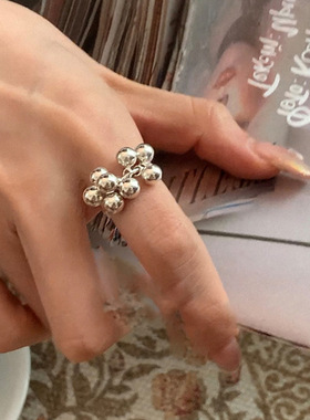 设计感葡萄串金属开口戒指女冷淡风简约个性时尚气质百搭指环戒子